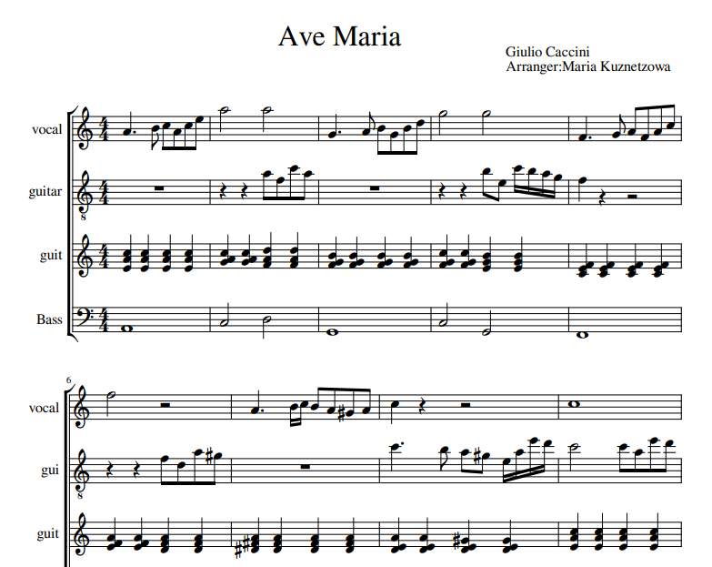 Giulio Caccini - Ave Maria for guitar and Vocal